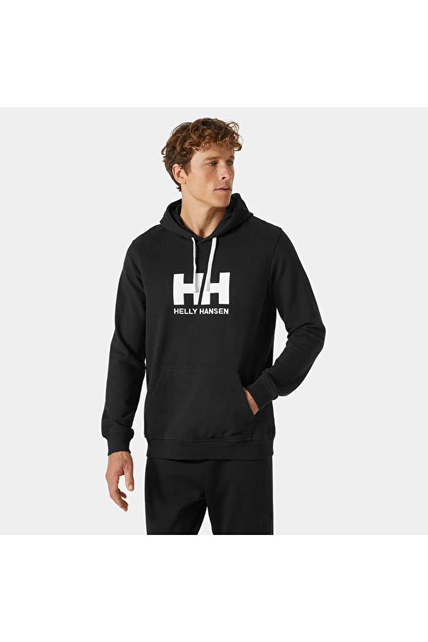 HH Logo Hoodie Erkek Siyah Kapüşonlu Sweatshirt