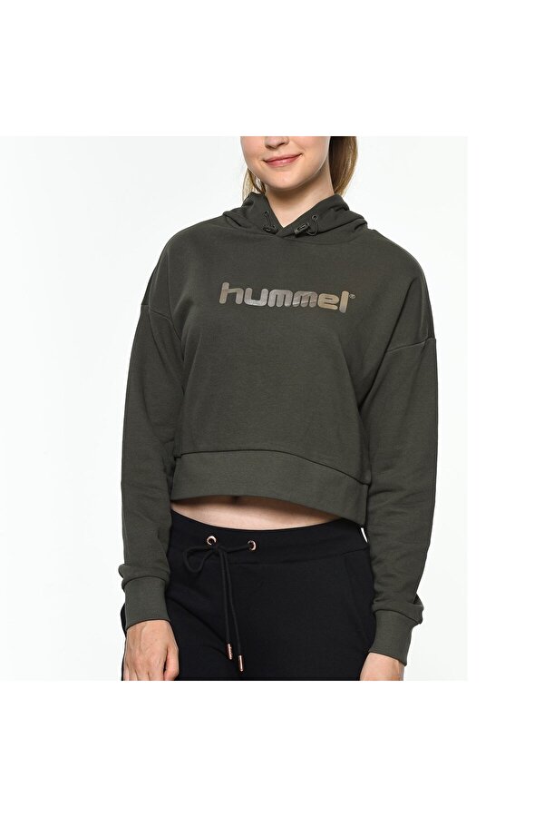 Rayce Kadın Haki Baskılı Kapüşonlu Sweatshirt