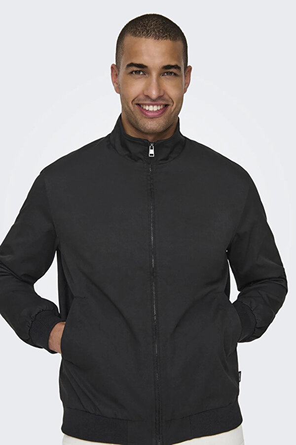 Only & Sons Erkek Onsalexander Dik Yaka Fermuarlı Mont 22027613 Siyah