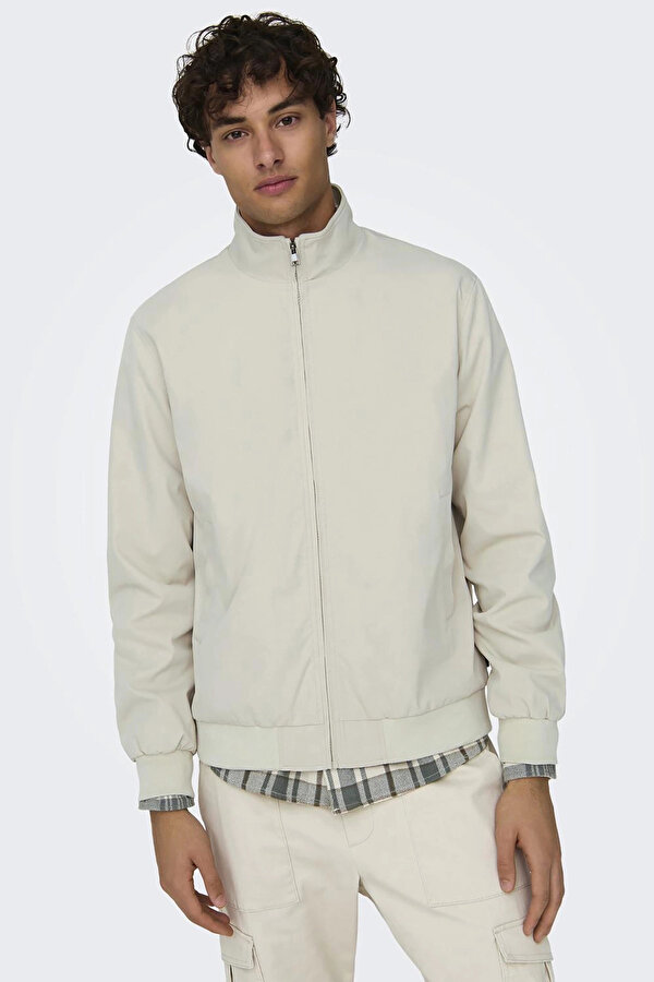 Only & Sons Erkek Onsalexander Dik Yaka Fermuarlı Mont 22027613 Taş