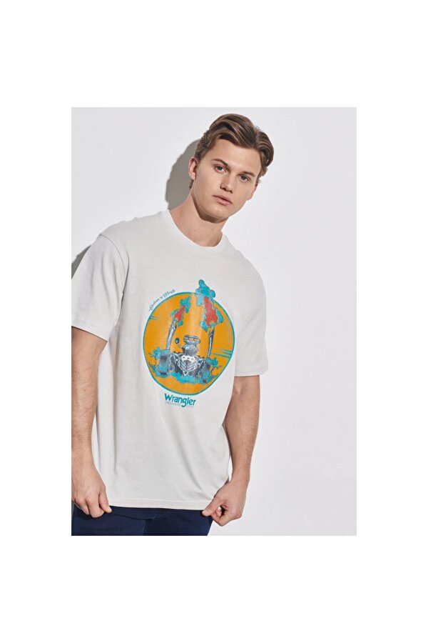 Loose Fit Erkek Gri Bisiklet Yaka Tişört