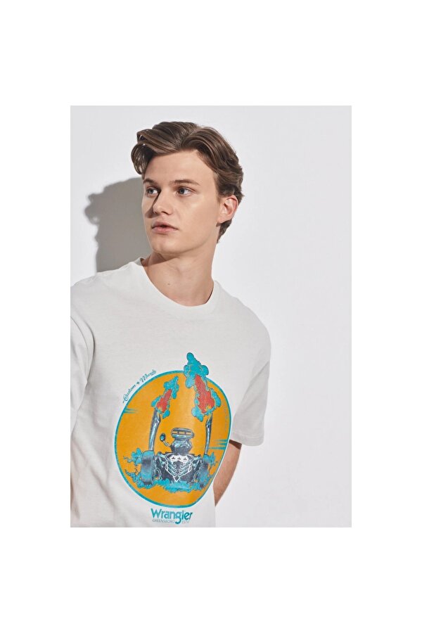 Loose Fit Erkek Gri Bisiklet Yaka Tişört