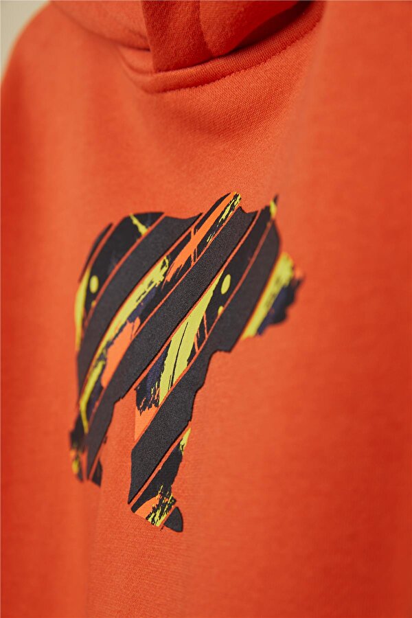 Mono Turuncu Çocuk Kapüşonlu Sweatshirt