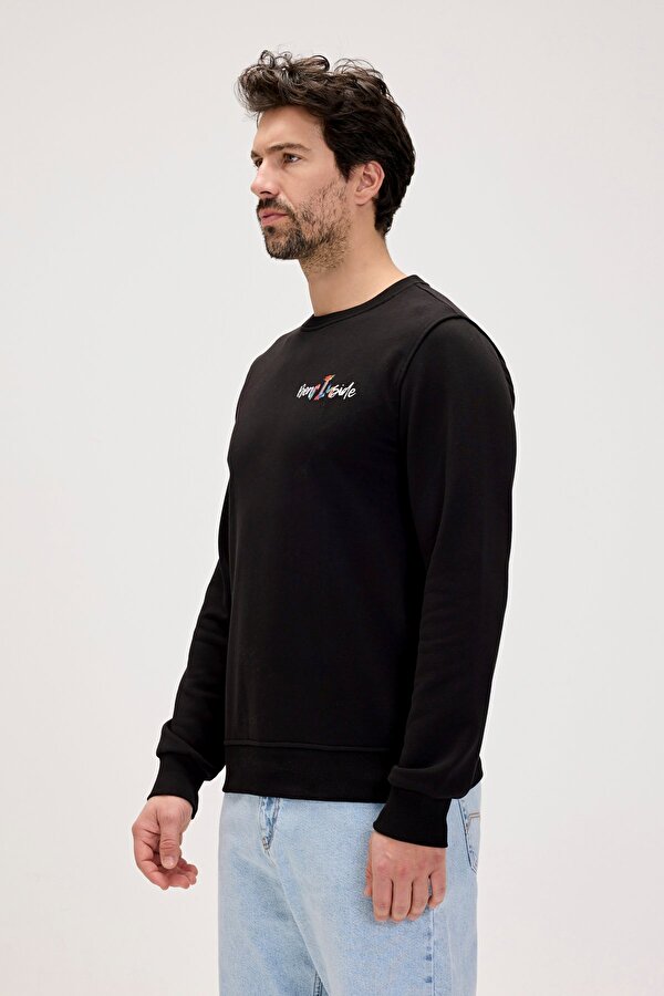 Splashy Siyah Erkek Baskılı Sweatshirt