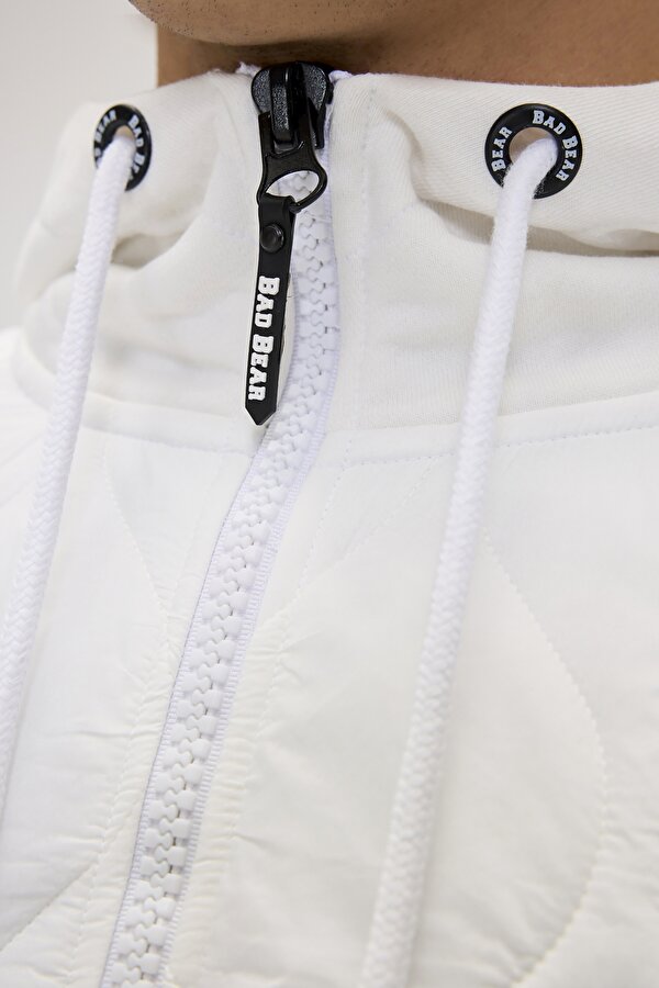 Cyrus Full-Zip Beyaz Erkek Kapüşonlu Sweatshirt