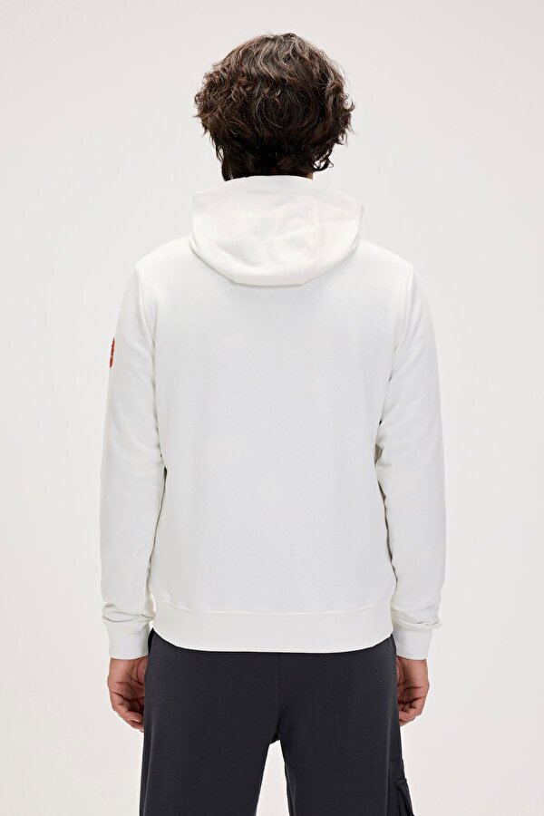 Cyrus Full-Zip Beyaz Erkek Kapüşonlu Sweatshirt