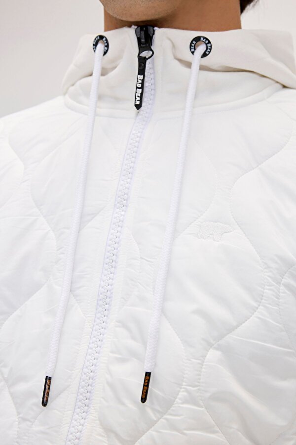 Cyrus Full-Zip Beyaz Erkek Kapüşonlu Sweatshirt