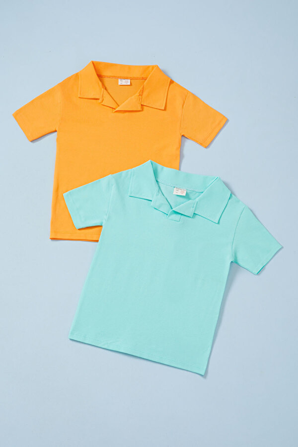 Erkek Bebek Polo Yaka 2 li Kısa Kol Tişört