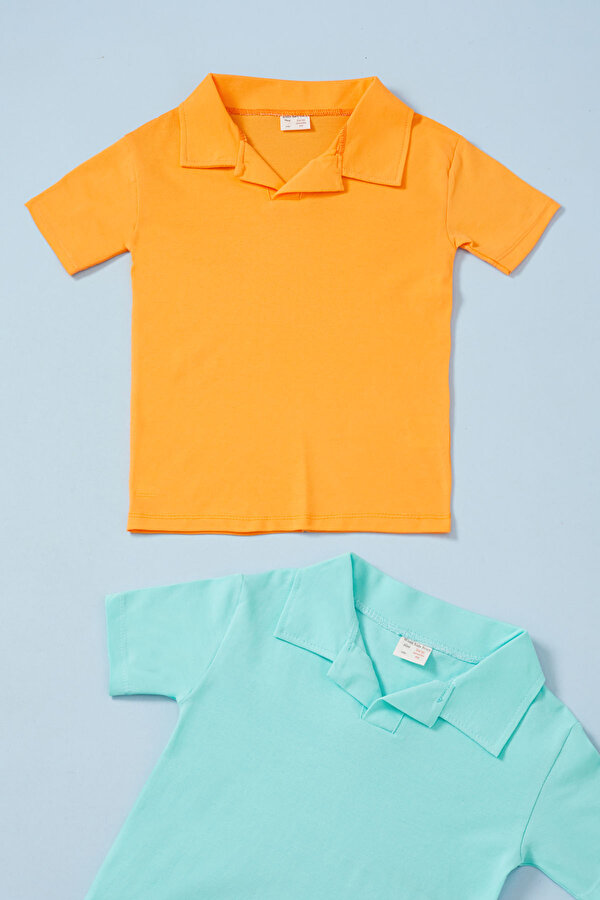 Erkek Bebek Polo Yaka 2 li Kısa Kol Tişört
