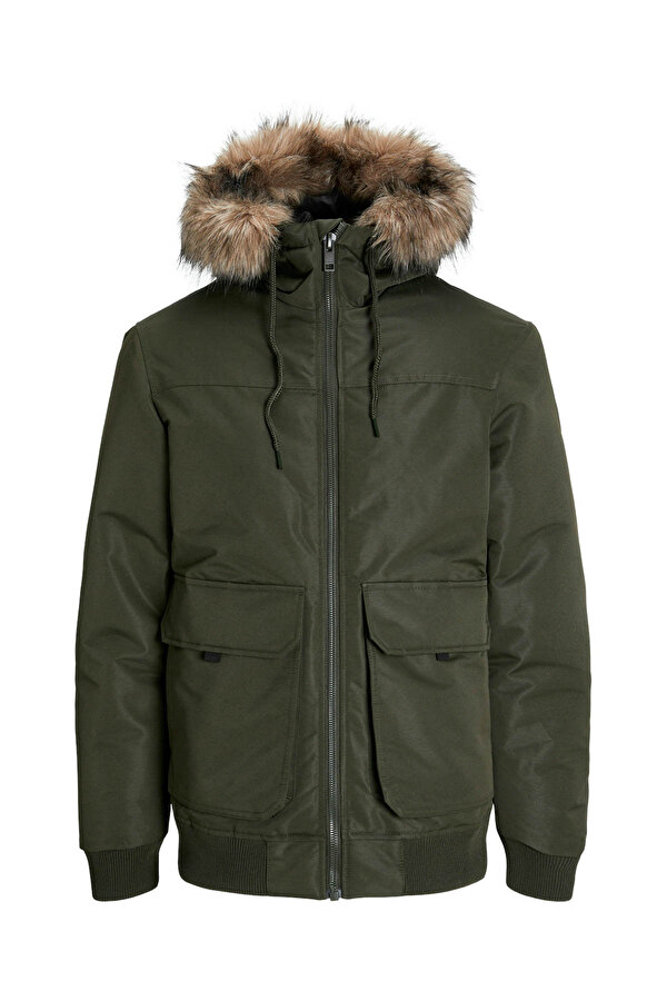 JJCONSTRUCT FAUX FUR BOMB Haki Erkek Mont