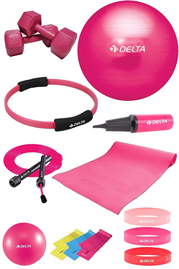 PFS 65 cm Pilates Topu Çemberi 4 mm Minder 2 kg Dambıl Seti