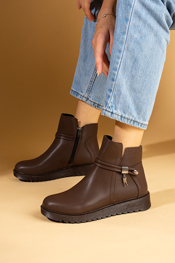 Toka Detaylı Kauçuk Taban Fermuarlı Kadın Bot & Bootie 59-2003-23Cilt