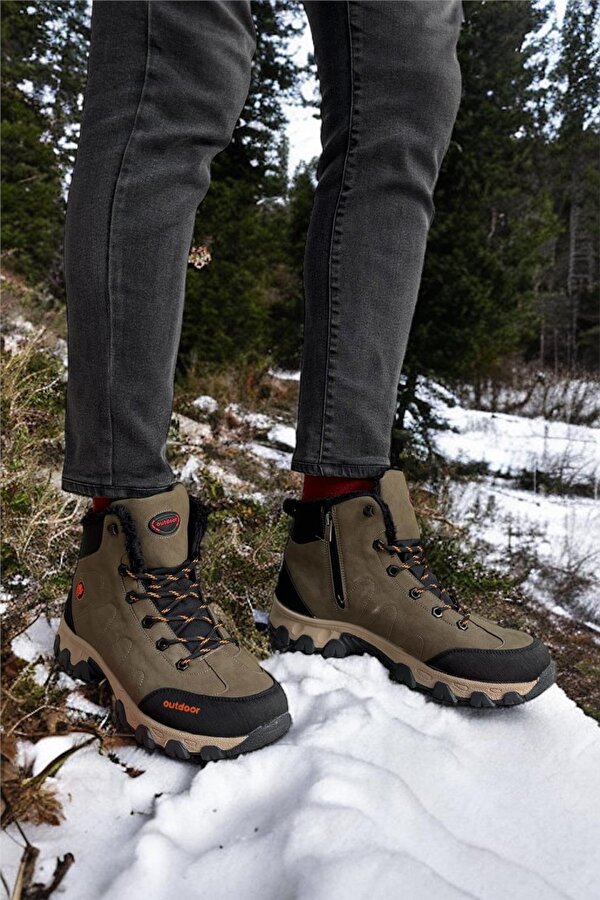 Soğuk Geçirmez Unisex Uzun Outdoor Trekking Bot Ayakkabı VİZON