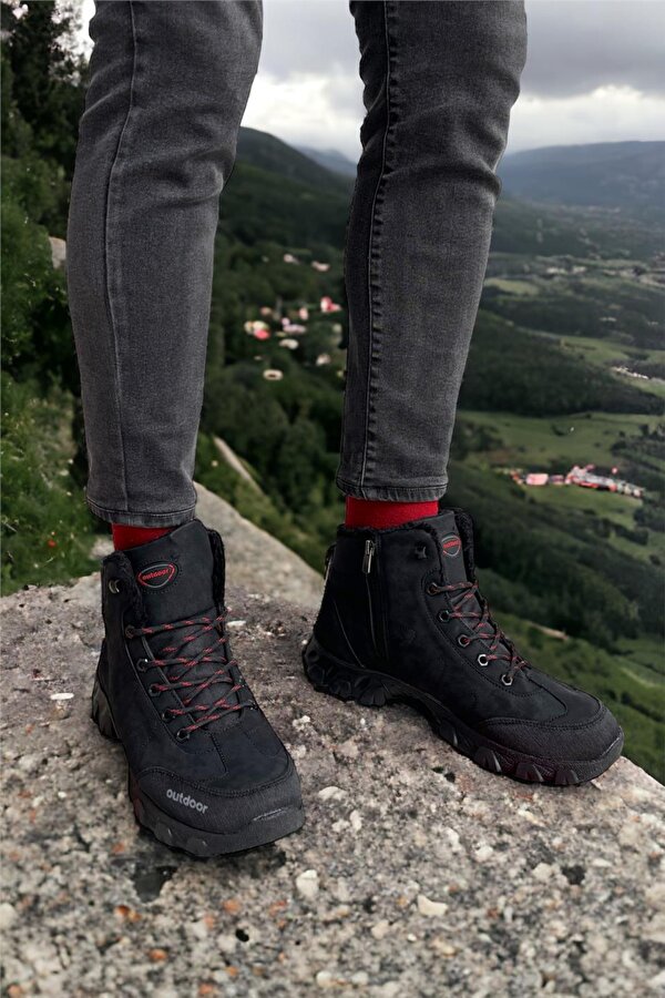 Soğuk Geçirmez Unisex Uzun Outdoor Trekking Bot Ayakkabı SİYAH