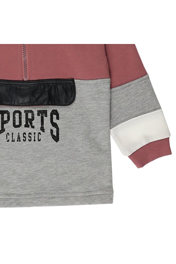 Erkek Çocuk  Yarım Fermuarlı Baskı Detaylı Sweatshirt