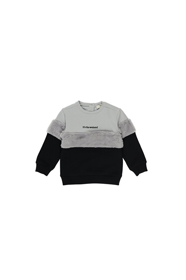 Kız Çocuk  Peluş Detaylı Yazı Nakışlı Sweatshirt
