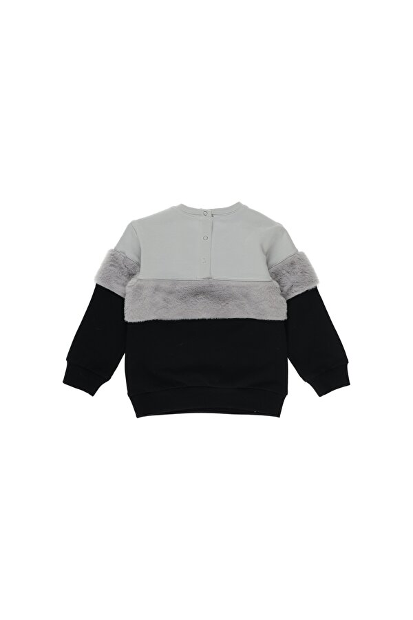 Kız Çocuk  Peluş Detaylı Yazı Nakışlı Sweatshirt