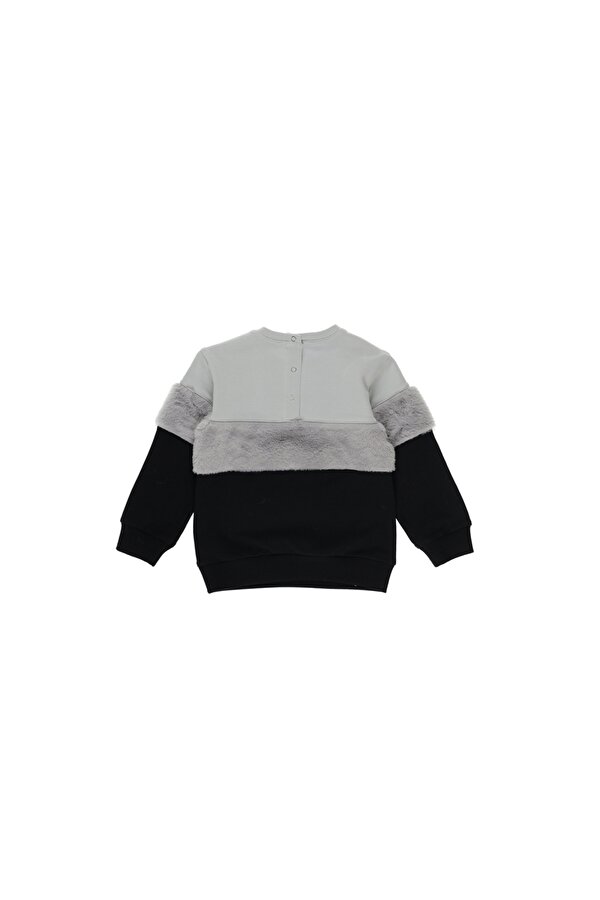 Kız Çocuk  Peluş Detaylı Yazı Nakışlı Sweatshirt