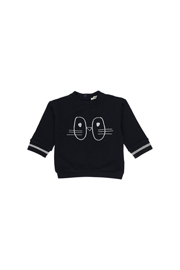 Kız Çocuk  Simli Nakışlı Triko Bant Detay Sweatshirt