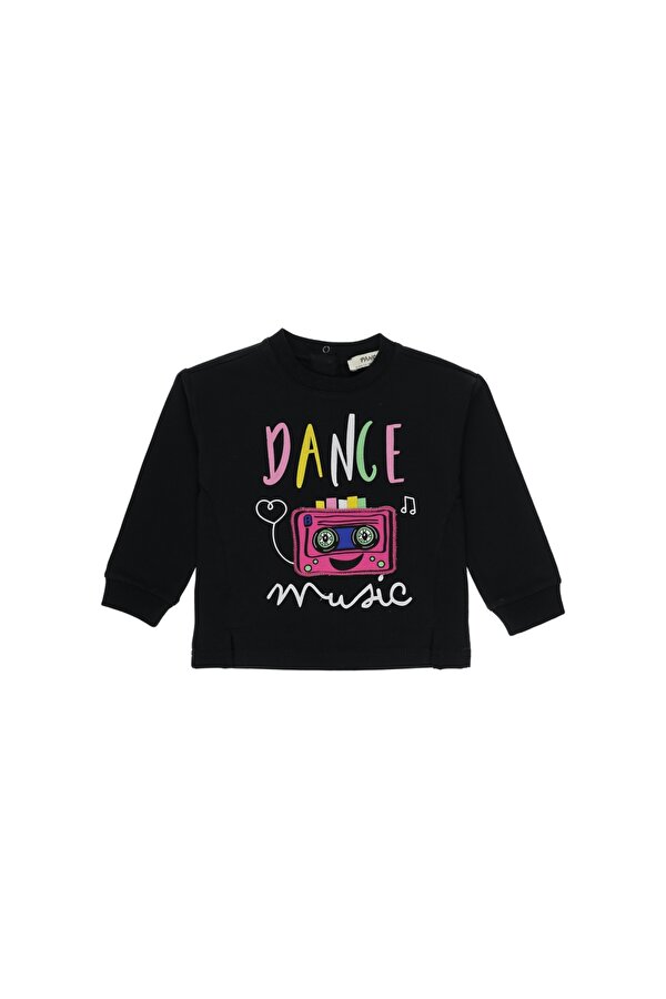 Kız Çocuk  3 Boyutlu Kaset Baskılı Sweatshirt