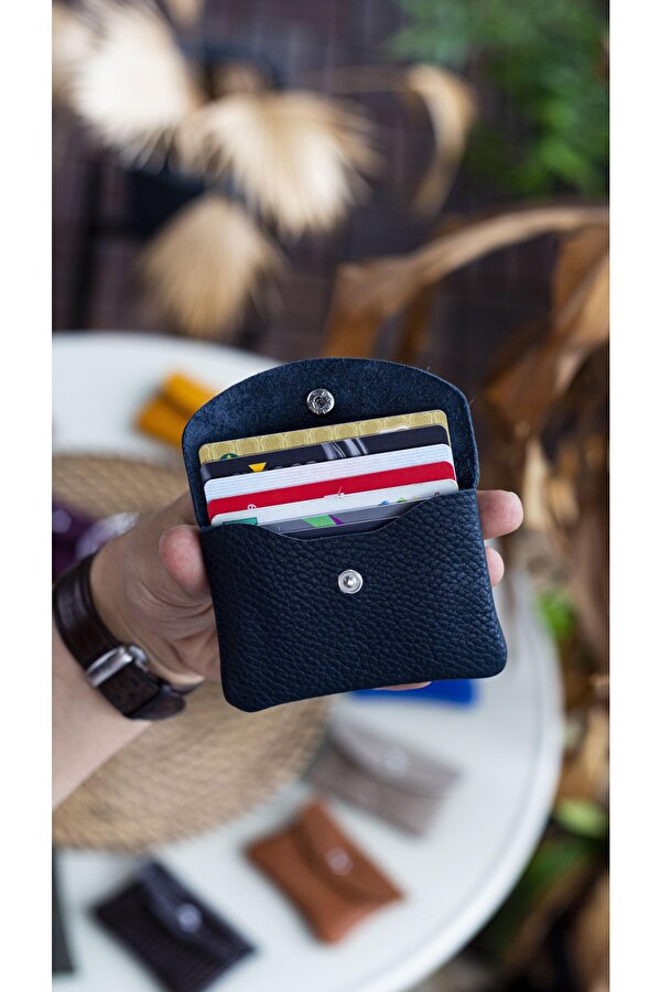 Murcia Hakiki Deri İnce Tasarım Bozuk Paralık ve Kartlık Lacivert