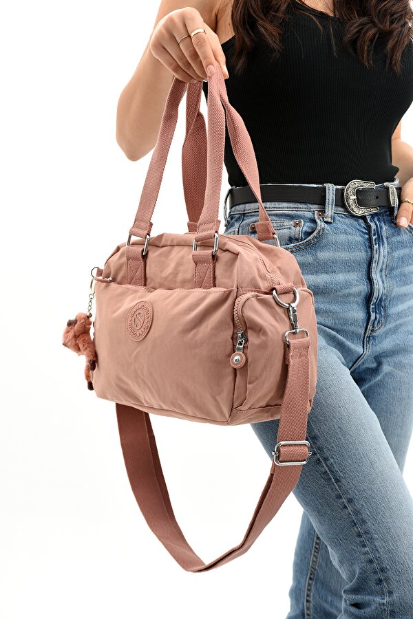 Sn 3030 suya dayanıklı çok bölmeli krinkıl çanta kol çantası omuz PEMBE