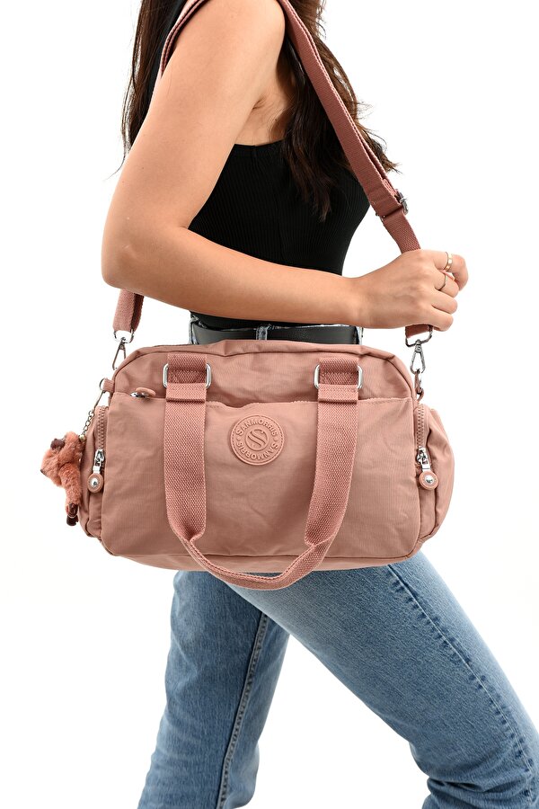 Sn 3030 suya dayanıklı çok bölmeli krinkıl çanta kol çantası omuz PEMBE