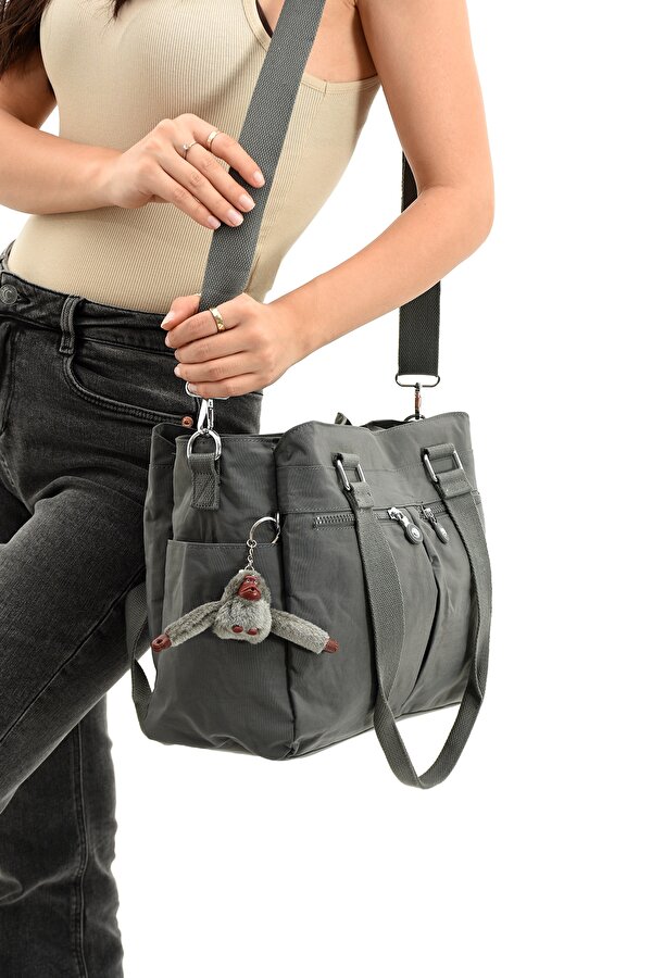 Sn 3026  suya dayanıklı çok bölmeli krinkıl çanta kol çantası omuz GRİ