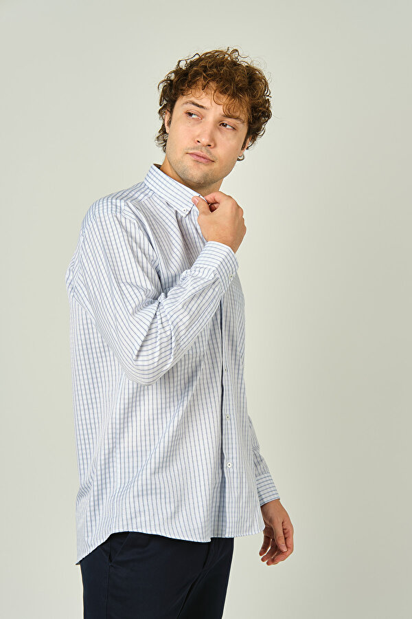 Erkek Kareli Çift Cep Detaylı Uzun Kollu Pamuklu Gömlek 2144 Yeşil