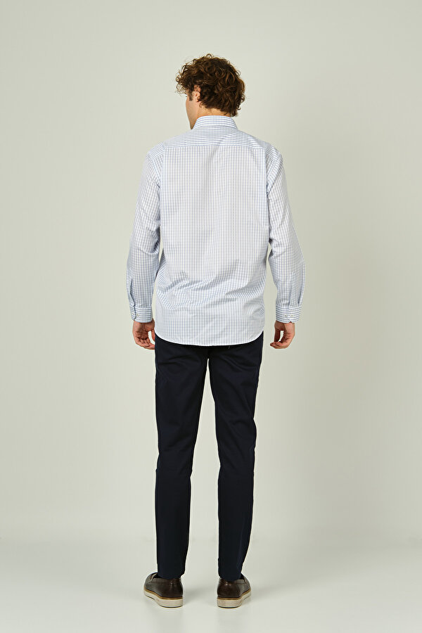 Erkek Kareli Çift Cep Detaylı Uzun Kollu Pamuklu Gömlek 2144 Yeşil