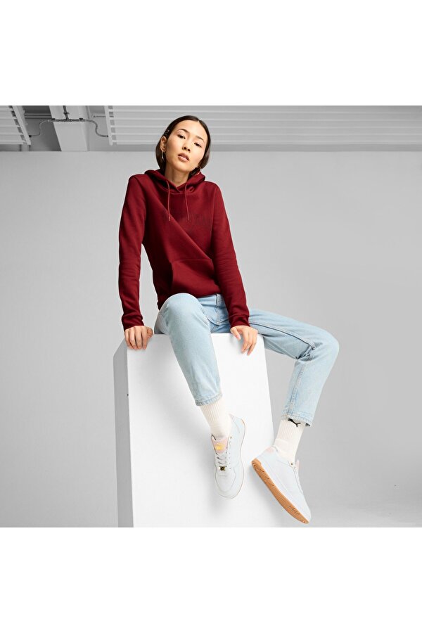 Ess Logo Lab Kadın Bordo Kapüşonlu Hoodie