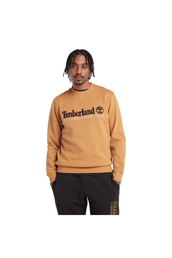 Embroidery Logo Brush Back Erkek Turuncu Bisiklet Yaka Sweatshirt
