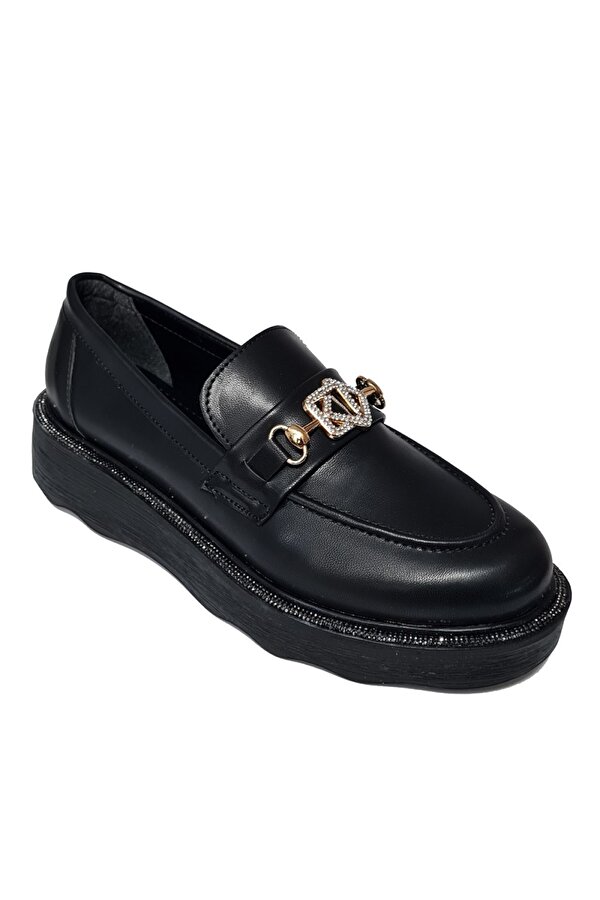 Kalın Taşlı Taban Taş Aksesuarlı Kadın Loafer Ayakkabı 8552604-z