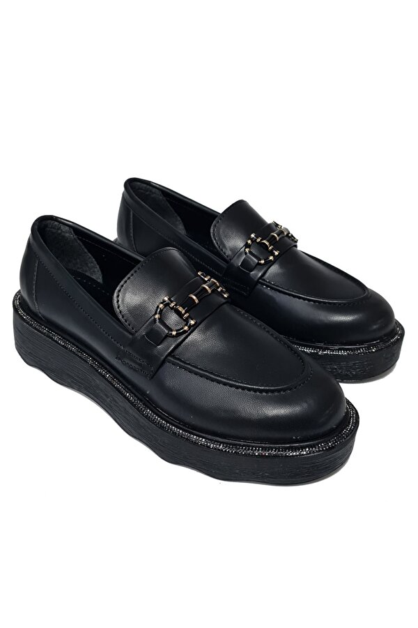 Kalın Taşlı Taban Aksesuarlı Kadın Loafer Ayakkabı 8552606-z