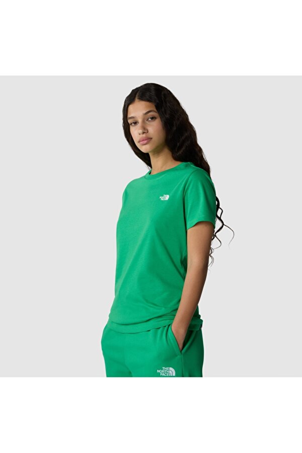 Simple Dome Slim Kadın Yeşil Yuvarlak Yaka Tişört