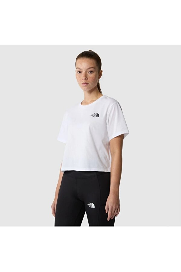 Simple Dome Cropped Slim Kadın Beyaz Yuvarlak Yaka Tişört