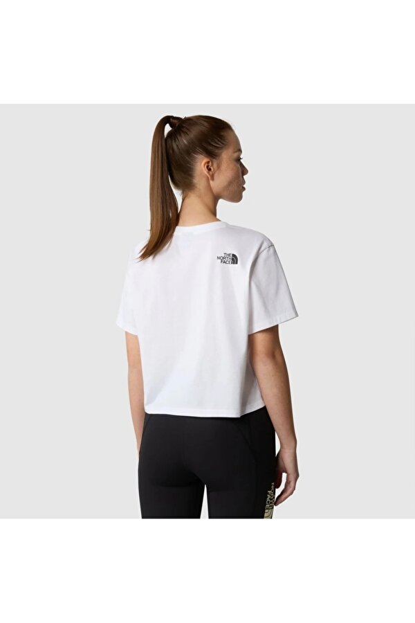 Simple Dome Cropped Slim Kadın Beyaz Yuvarlak Yaka Tişört