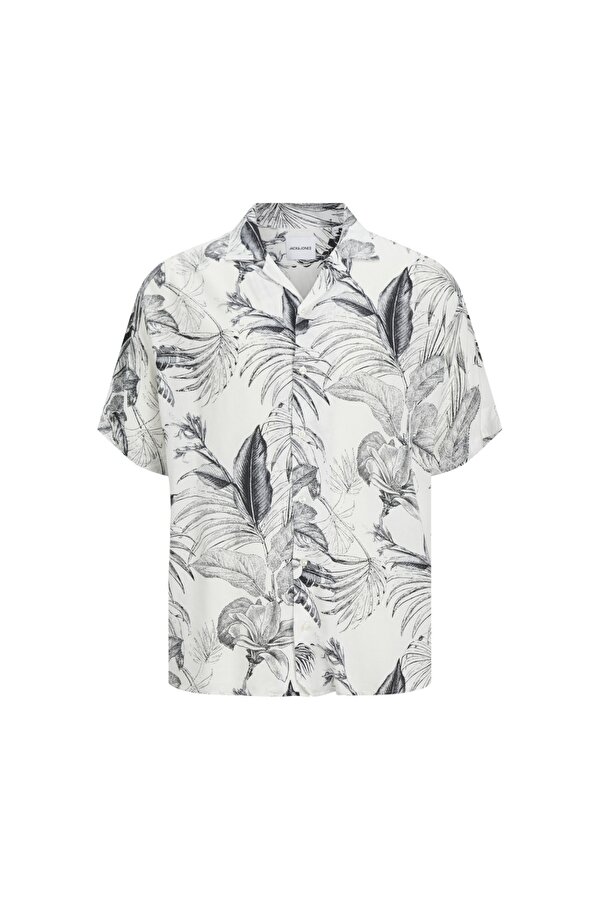 Jack&Jones Guru Monochrome Aop Resort Erkek Beyaz Klasik Yaka Gömlek
