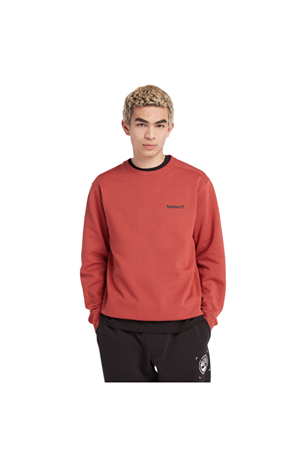 Small Logo Print Erkek Bordo Yuvarlak Yaka Sweatshirt