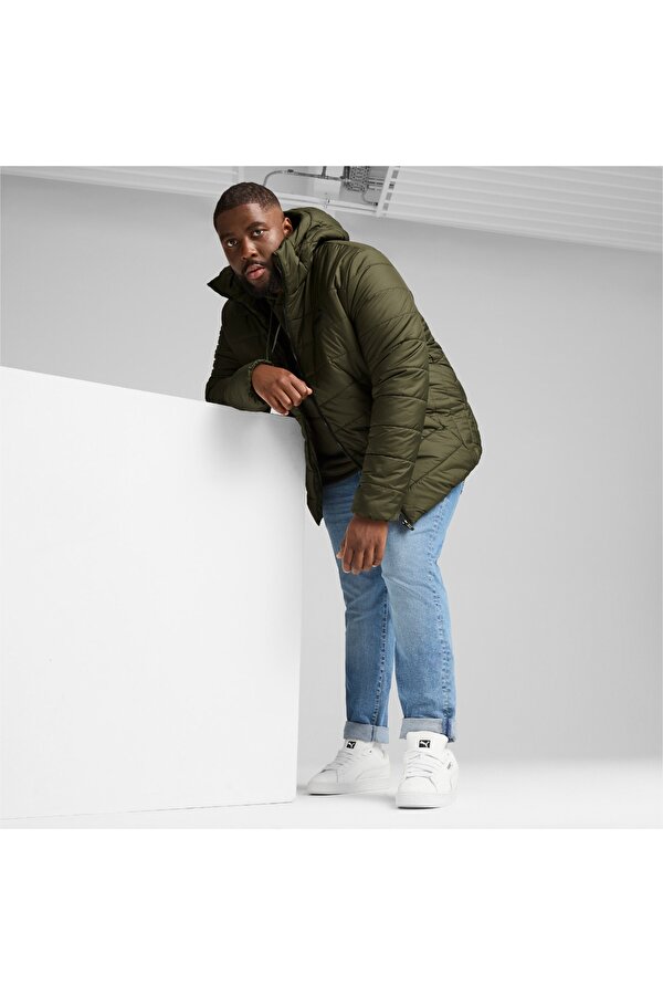 Essential Padded Erkek Haki Kapüşonlu Mont