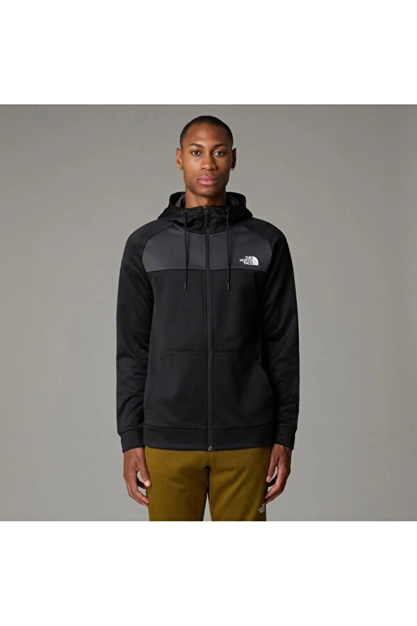 Full Zip Hoodie Reaxion Erkek Siyah Kapüşonlu Ceket