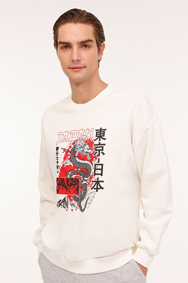 ML YUMA 16UZD102 4PR Ekru Erkek Sweatshirt