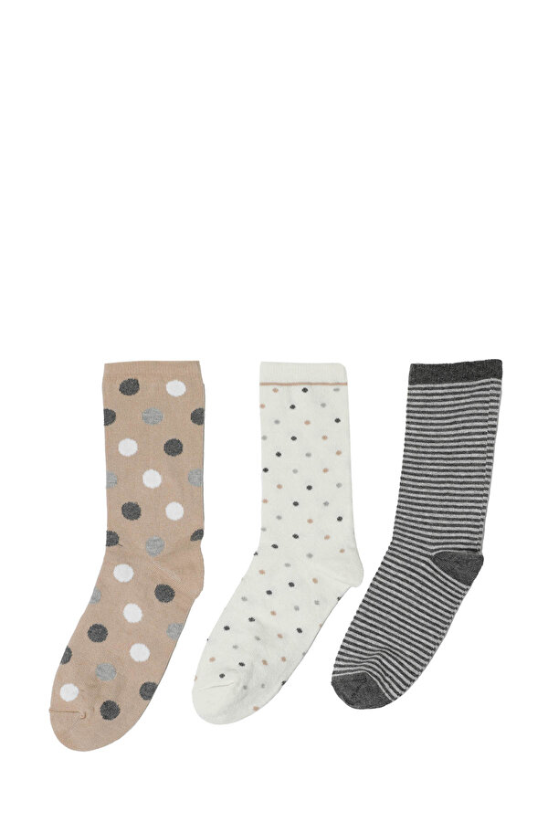 PUAN 3 LU SKT-W 4PR GRI MULTI Kadın Soket Çorap