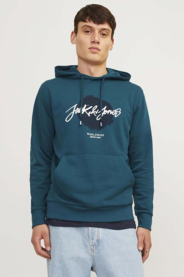 JJTILEY SWEAT HOOD LN Mavi Erkek Sweatshirt