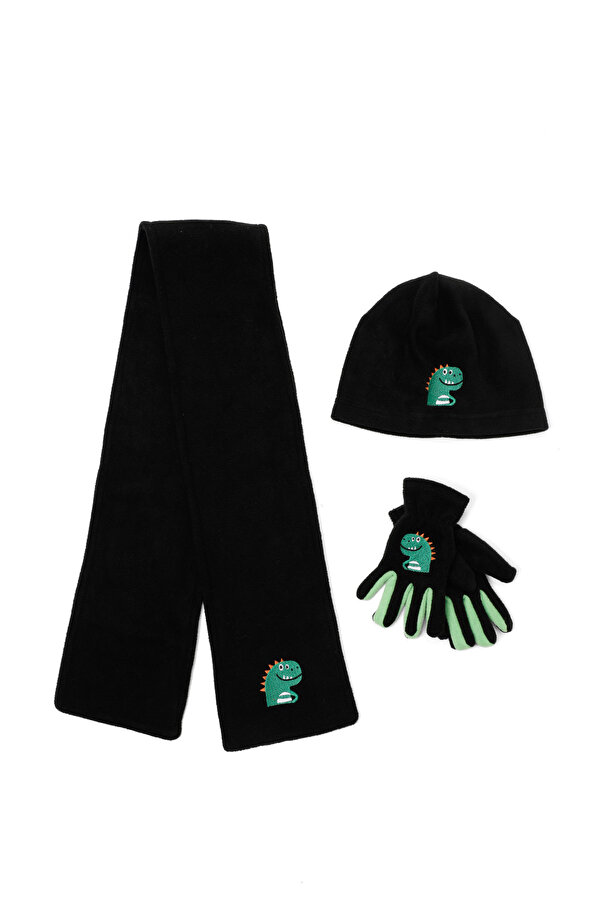 PL DINO SET B-4PR Gri Erkek Çocuk Atkı/Bere/Eldiven