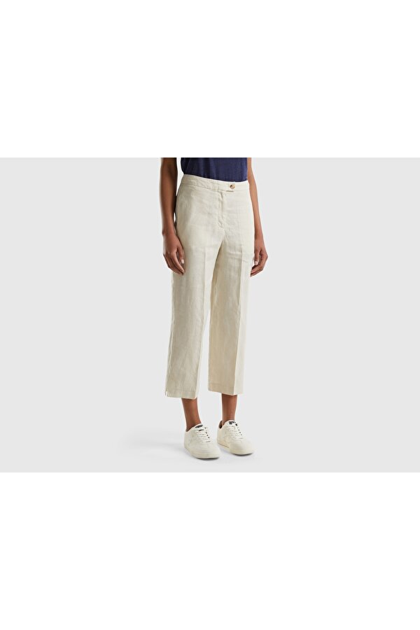 Unıted Colors Of Benetton Keten  Kadın Pantolon 4AGHDF05T