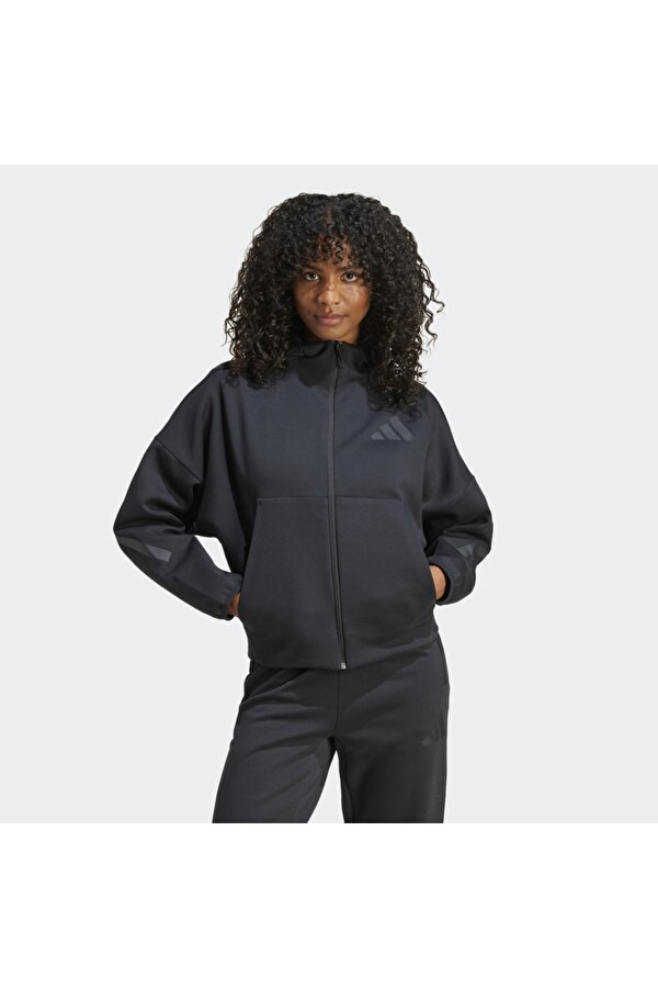 Full Zip Z.N.E. Kadın Siyah Kapüşonlu Ceket