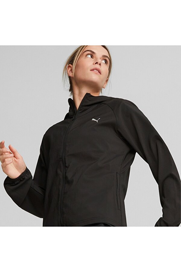 Run Fav Hood Woven Kadın Siyah Kapüşonlu Ceket