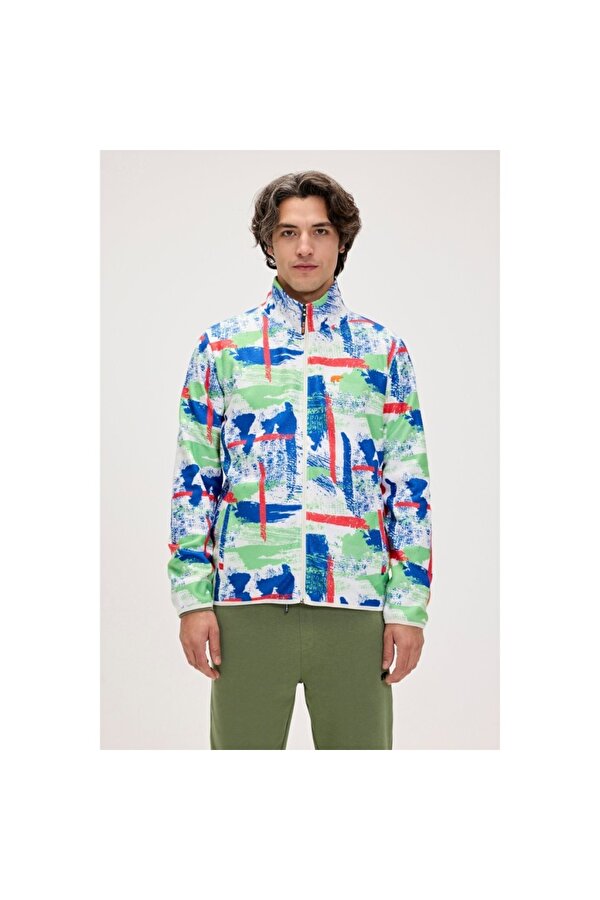 Full Zip Drew Polar Erkek Beyaz Dik Yaka Ceket