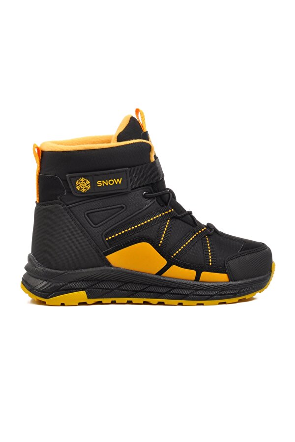 1775-F Siyah-Sarı Su İtici Unisex Çocuk Kar Botu